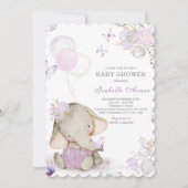 Paarse en grijze versieringen van Baby shower Kaart (Voorkant)