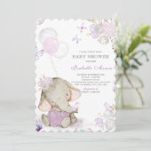 Paarse en grijze versieringen van Baby shower Kaart (Staand voorkant)