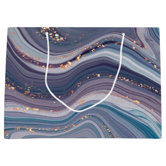 Paarse en grijze vloeibare marmer groot cadeauzakje (Voorkant)