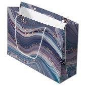 Paarse en grijze vloeibare marmer groot cadeauzakje (Voorkant Gekanteld)