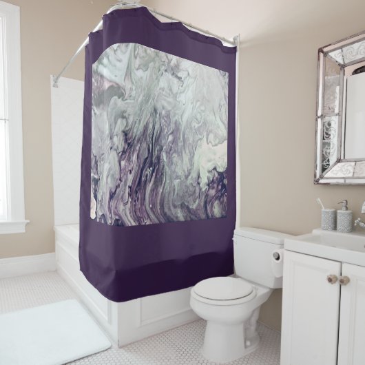 Paarse en grijze vochtige wervelbedschilderingen douchegordijn (In situ)