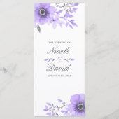 Paarse en Grijze Waterverf Bloemen Huwelijk Progra Programmakaart (Voorkant)