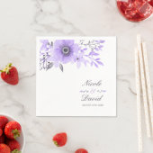 Paarse en Grijze Waterverf Bloemenbruiloft Servet (Insitu)