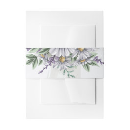 Paarse en grijze Waterverf Daisies Belly Band Uitnodigingen Wikkel