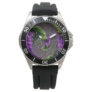 Paarse en groen horloge