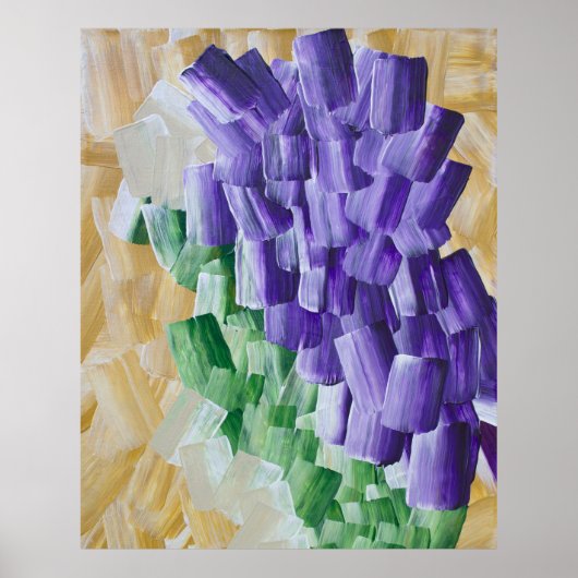 Paarse en groene abstracte penseelstreekpatroon poster (Voorkant)