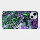 Paarse en groene abstracte verf iPhone hoesje (Achterkant horizontaal)