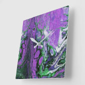 Paarse en groene abstracte verf vierkante klok (Hoek)