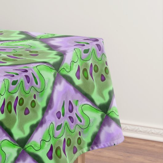 Paarse en groene Abstracte vierkantjes Tafel Tafelkleed (Voorbeeld)