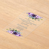 Paarse en groene aquarel Floral bruiloft Acryl Uitnodigingen (Laagn)
