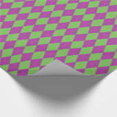 Paarse en groene Argyle Cadeaupapier (Hoek)