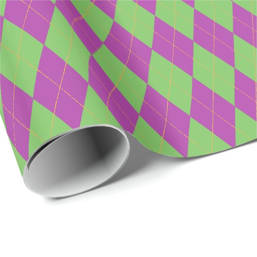 Paarse en groene Argyle Cadeaupapier (Rol Hoek)
