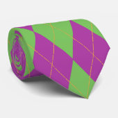 Paarse en groene Argyle Stropdas (Opgerold)