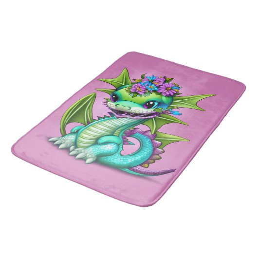Paarse en groene Baby Dragon Badmat (Gekanteld)