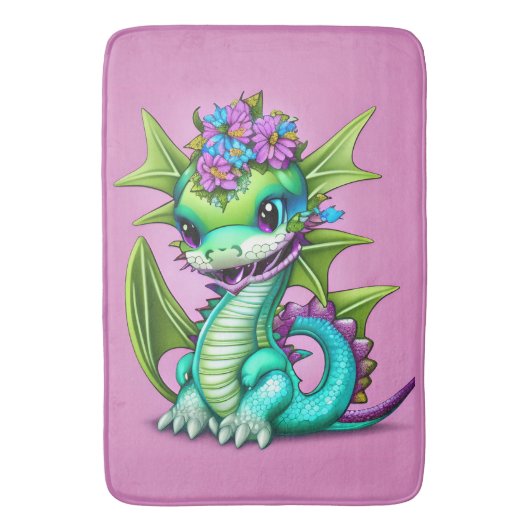 Paarse en groene Baby Dragon Badmat (Voorkant Verticaal)