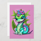 Paarse en groene Baby Dragon Feestdagenkaart (Voorkant / Achterkant)