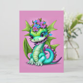 Paarse en groene Baby Dragon Feestdagenkaart (Staand voorkant)
