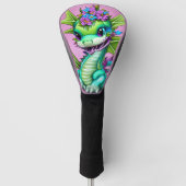 Paarse en groene Baby Dragon Golfheadcover (Voorkant)