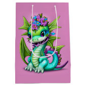 Paarse en groene Baby Dragon Medium Cadeauzakje (Achterkant)