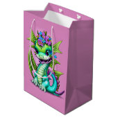 Paarse en groene Baby Dragon Medium Cadeauzakje (Achterkant Gekanteld)
