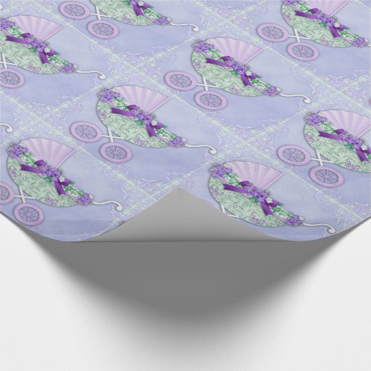 Paarse en groene Baby shower inpakpapier (Hoek)