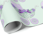 Paarse en groene Baby shower inpakpapier (Rol Hoek)