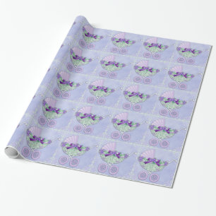 Paarse en groene babyshower inpakpapier