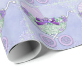 Paarse en groene babyshower inpakpapier (Rol Hoek)
