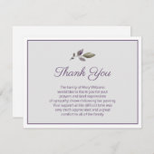 Paarse en groene begrafenis Bedankt Opmerking Kaar (Voorkant / Achterkant)