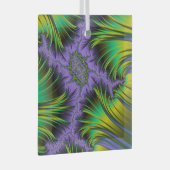 Paarse en groene bladzijdige fractaallandschapskun glas ornament (Voorkant Rechts)