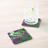 Paarse en groene blauwe kunst bier onderzetter (Rechterzijde)