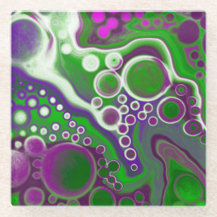 Paarse en groene blauwe kunst glazen onderzetter