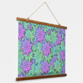 Paarse en groene bloemen hangend wandkleed (Gebogen)