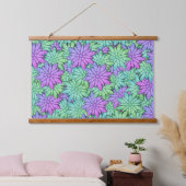 Paarse en groene bloemen hangend wandkleed (Slaapkamer)