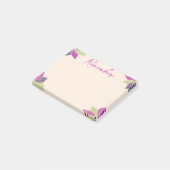 Paarse en groene bloemen post-it® notes (Schuin)
