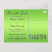Paarse en Groene Bloemen Save the Date Briefkaart (Achterkant)