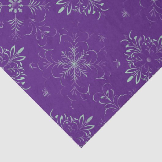 Paarse en groene bloemen sneeuwvlok kerst tissuepapier (Detail)