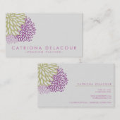 Paarse en groene bloemen Stijlvol Visitekaartje (Voorkant / Achterkant)