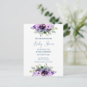 Paarse en groene bloemenbaby shower Briefkaart (Staand voorkant)