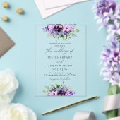 Paarse en groene bloemenbruiloft acryl uitnodigingen (Insitu (Huwelijk))