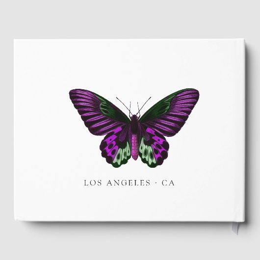 Paarse en Groene Bloemenvlinder Gastenboek (Achterkant)