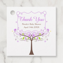 Paarse en groene bloemenvogel Baby shower Dank u Bedankjes Labels