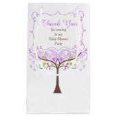 Paarse en groene bloemenvogel Baby shower Dank u Klein Cadeauzakje (Voorkant)