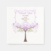 Paarse en groene bloemenvogel Baby shower Dank u Servet (Voorkant)