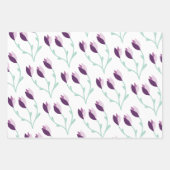 Paarse en groene bloemige inpakvellen inpakpapier vel (Voorkant)