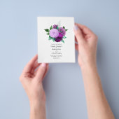 Paarse en groene bloemige trouwuitnodiging flyer (Hand)