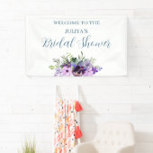 paarse en groene bloemige Vrijgezellenfeest Welkom Spandoek (Insitu)