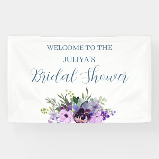 paarse en groene bloemige Vrijgezellenfeest Welkom Spandoek (Horizontaal)