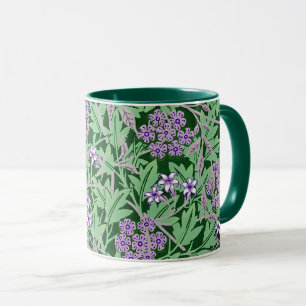 Paarse en groene bloempatroon mok