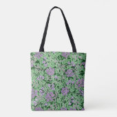 Paarse en groene bloempatroon tote bag (Achterkant)